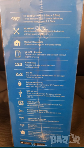 Чисто нов рутер Linksys AC2200, снимка 5 - Рутери - 44726573