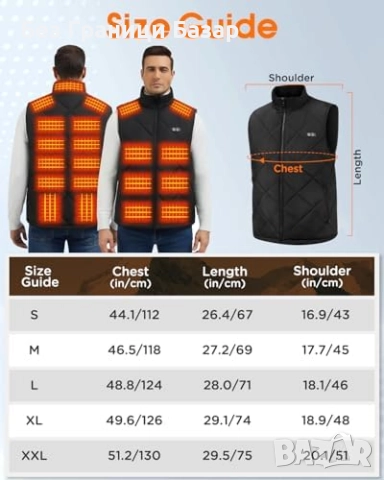 Нов Мъжки отопляем елек 21 зони, 20000mAh батерия, бързо загряване, снимка 2 - Други - 52495560