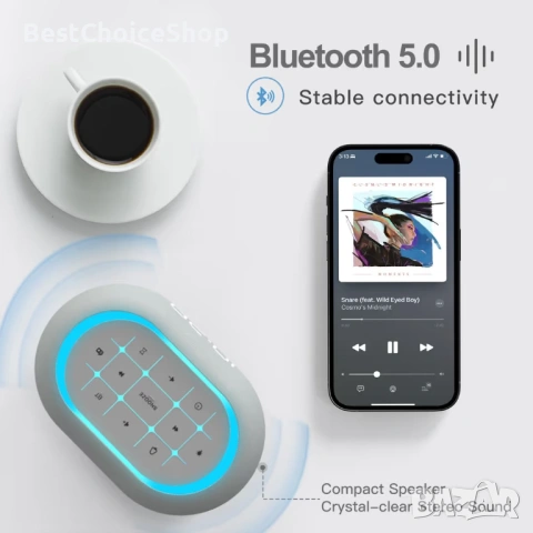 Цифров часовник с радио и Bluetooth говорител – 10W, 7-цвят нощна светлина, снимка 2 - Друга електроника - 53067846