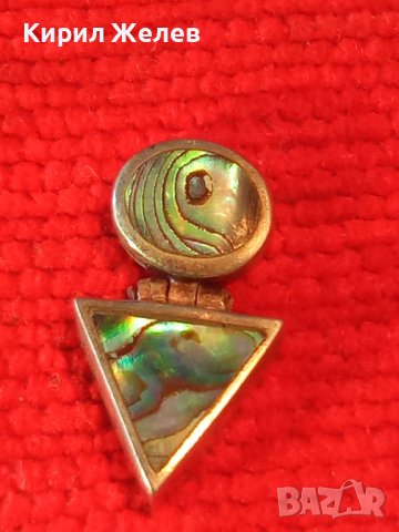 СТАРО СРЕБЪРНО АР ДЕКО БИЖУ АРТ ВИСУЛКА УКРАШЕНИЕ СРЕБРО 925 с ШЛИФОВАН КРАЛСКИ СЕДЕФ 18039