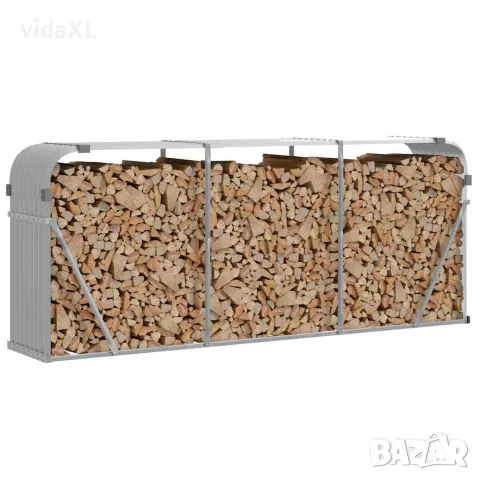 vidaXL Поставка за дърва, светлосив, 234x45x100см, поцинкована стомана, снимка 3 - Дърва за огрев - 56147377
