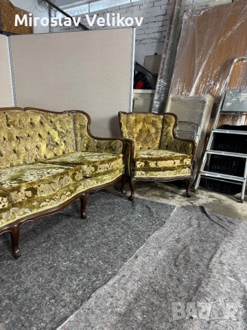 Старинен Диван сет с два фотьойла и табуретка за реставриране , снимка 8 - Антикварни и старинни предмети - 53471041