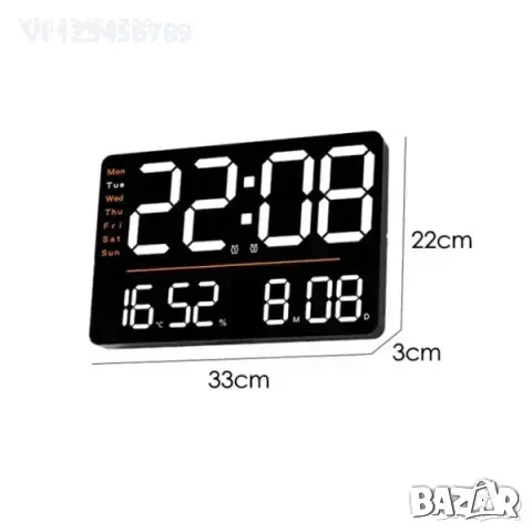 LED стенен часовник X6636 с време,седмица,температура,влажност+дистанц, снимка 3 - Стенни часовници - 50669519