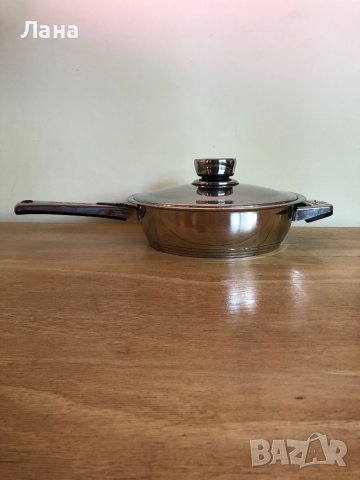 английски Тиган от неръждаема стомана със слоесто дъно и други, снимка 2 - Прибори за хранене, готвене и сервиране - 41778884