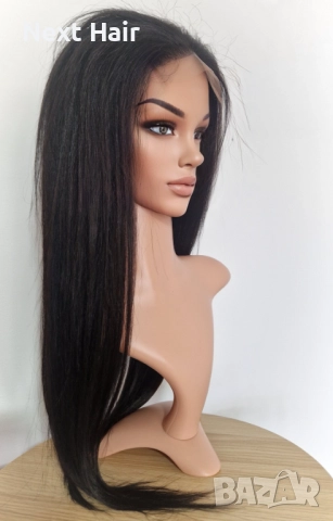 Черна перука от микс естествен косъм и примеси 70 см с Lace 4×4, снимка 10 - Аксесоари за коса - 52018574