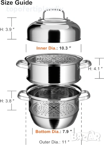 Тенджера за готвене на пара VENTION, снимка 3 - Съдове за готвене - 53654390