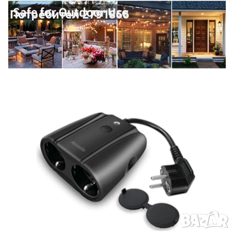 WiFi разклонител за външен монтаж 4000W 16A 2изхода IP44 Alexa/Google Assistant/IFTTT Smart Life App, снимка 5 - Външни лампи - 52398528