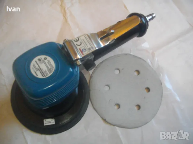 АВСТРИЙСКИ Оригинален ф150мм Пневматичен Ротационен Кръгъл ЕКСЦЕНТЪР ВИБРОШЛАЙФ WORKZONE Като нов , снимка 2 - Други инструменти - 47602957