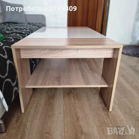 холна маса Двуцветен, съчетаващ дървесен декор дъб сонома и контрастен бял плот по средата., снимка 3 - Маси - 55885955