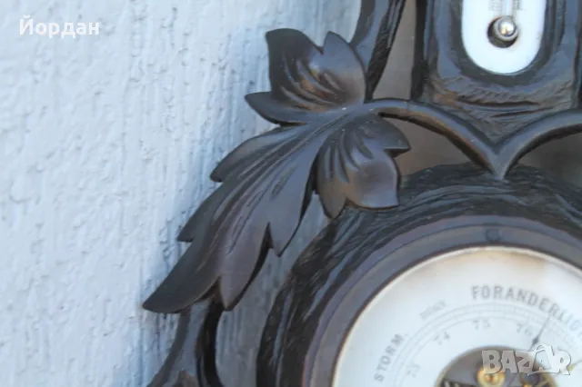 Барометър с термометър , снимка 4 - Антикварни и старинни предмети - 50099162