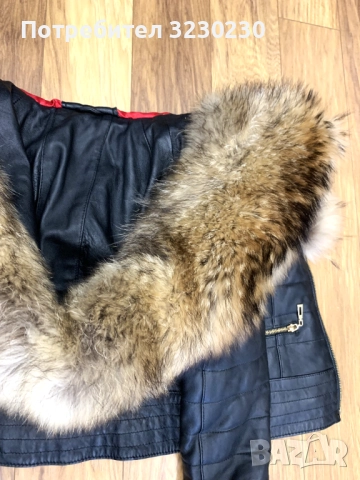 Дамско кожено яке с качулка с косъм от лисица, снимка 7 - Якета - 52413349