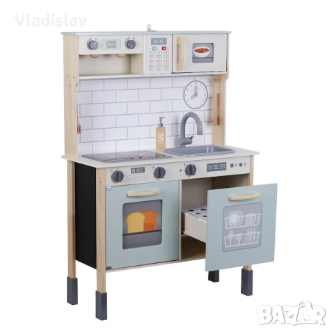 Дървена детска кухня със светлина и звук, снимка 5 - Играчки за стая - 52590412