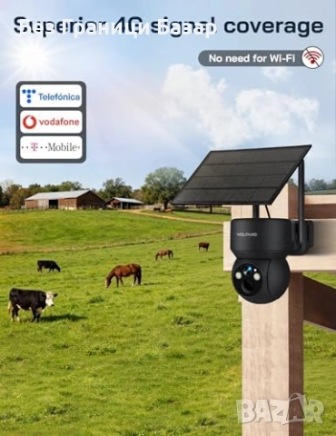 Нова Без WiFi 4G CCTV камера със SIM слот +3 2GB SD Соларна IP66 PTZ, снимка 2 - Други - 53374005