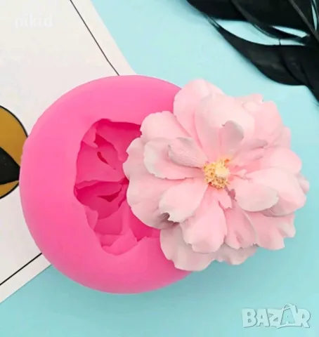 3d Роза Камелия цвете силиконов молд форма фондан шоколад смола гипс , снимка 2 - Форми - 48855921