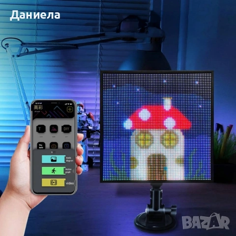 Интелигентен LED екран 32×32 за заден прозорец на автомобил – Модел Pixel RGB с Bluetooth управление, снимка 6 - Аксесоари и консумативи - 53122670