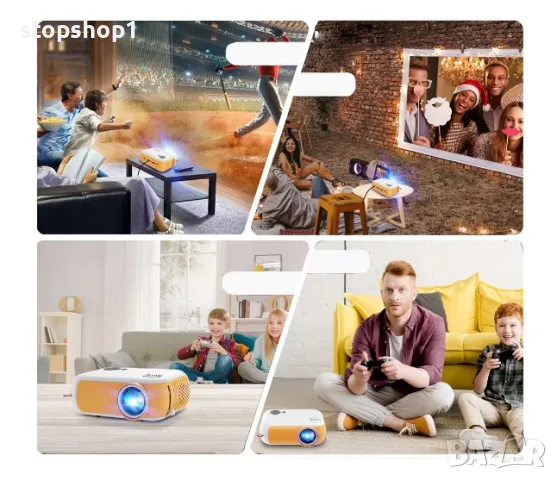 Портативен Мини Проектор, Zenwire, A10, Led, Full HD, 1080p, USB, 1800lm, 2000: 1, 100 Инча, HDMI / , снимка 7 - Плейъри, домашно кино, прожектори - 49990710