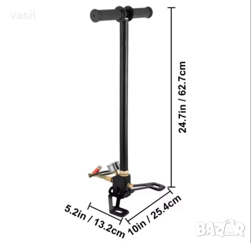 Ръчна помпа VEVOR 3-степенна за PCP въздушна пушка - 4500 PSI, снимка 2 - Въздушно оръжие - 52396682