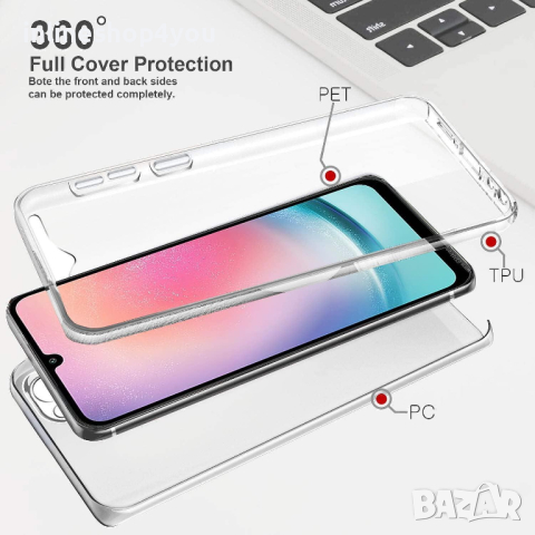 Прозрачен 360° Градуса Кейс Samsung Galaxy A25, снимка 2 - Калъфи, кейсове - 44658633