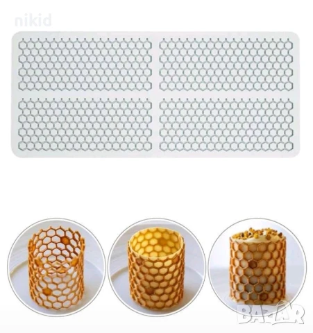 Четрворна мрежа пчелна медена пита килийки медени дантела силиконов молд, снимка 2 - Форми - 51078046