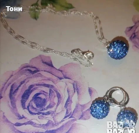 Сребърен Дамски Сет Колие и Обеци , снимка 2 - Бижутерийни комплекти - 53728866