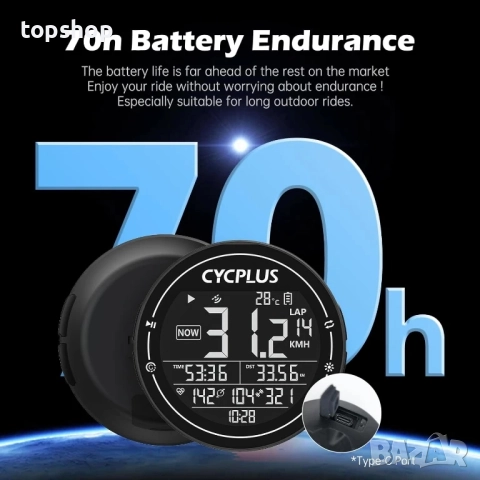 Нов компютър за велосипед CYCPLUS GPS, безжичен, ANT+ Bluetooth скоростомер, километраж, IPX6 вод..., снимка 6 - Велосипеди - 51636476