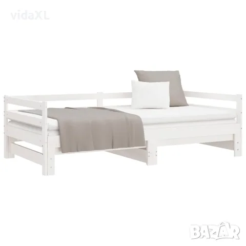 vidaXL Разтегателно дневно легло, без матрак, бяло, 90x200 см, снимка 5 - Спални и легла - 56147808