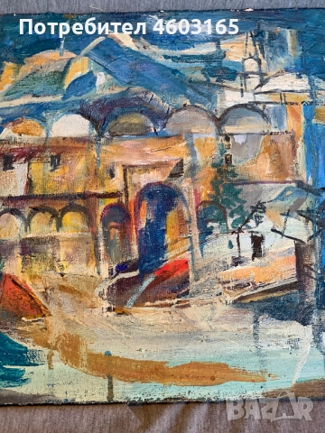 стара картина градски пейзаж , снимка 3 - Картини - 52793081