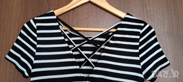 ONLY Дамска блуза рае с кръстосани ленти на гърба-размер XS/S, снимка 3 - Тениски - 42269474
