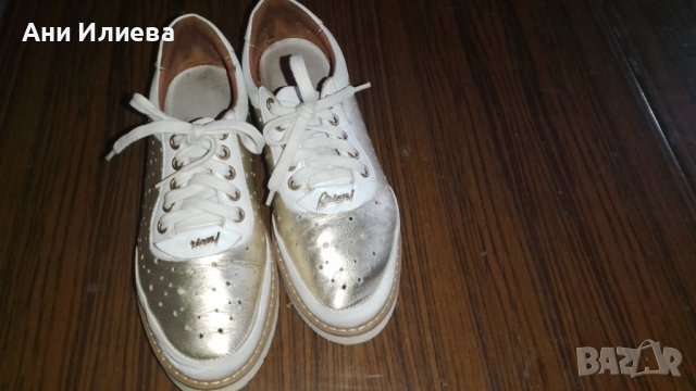 Златни/ златисти спортни обувки естествена кожа , снимка 4 - Дамски ежедневни обувки - 41598417