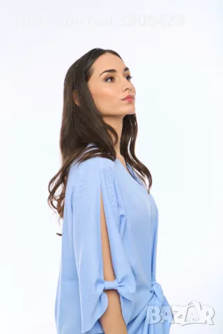 Ленена Рокля Salvia - Небесно Синя, снимка 3 - Рокли - 49478610