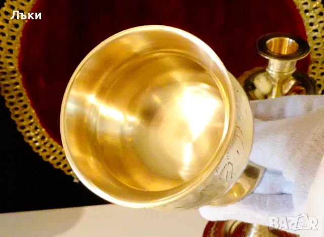 Фантастичен бронзов сервиз,чаши за вино., снимка 2 - Антикварни и старинни предмети - 48176508