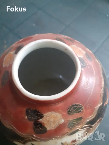Стара ваза буркан порцелан Сатцума Satsuma, снимка 5 - Антикварни и старинни предмети - 53313087