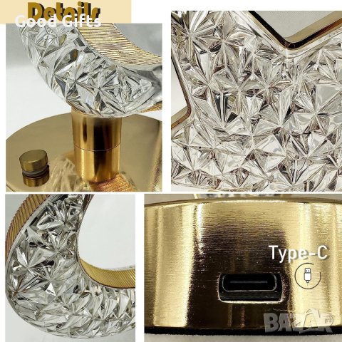 LED декоративна настолна лампа Луна, сензорна, трицветна, затъмняваща, снимка 10 - Лед осветление - 42308912