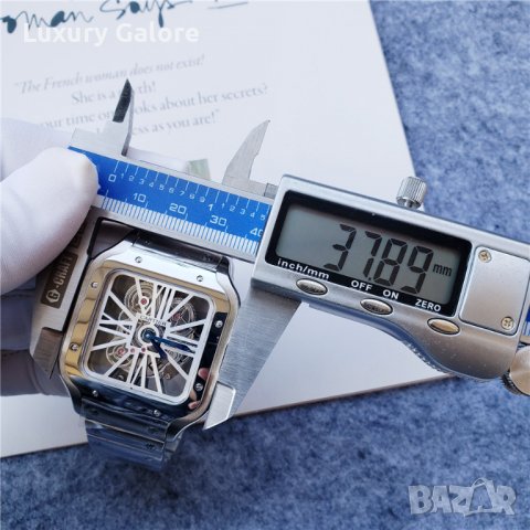 Мъжки часовник Cartier Santos de Cartier Skeleton с кварцов механизъм, снимка 7 - Мъжки - 39336290