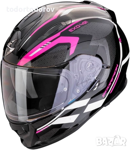 Мото Каска SCORPION EXO-491 KRIPTA Pink-Black, вградени очила, снимка 5 - Аксесоари и консумативи - 52528307