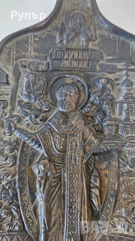 Стара Бронзова икона, снимка 2 - Други ценни предмети - 52611909