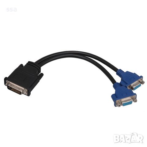 Преходник / Сплитер DVI 24+5 М към 2 x VGA F, снимка 5 - Кабели и адаптери - 41363775