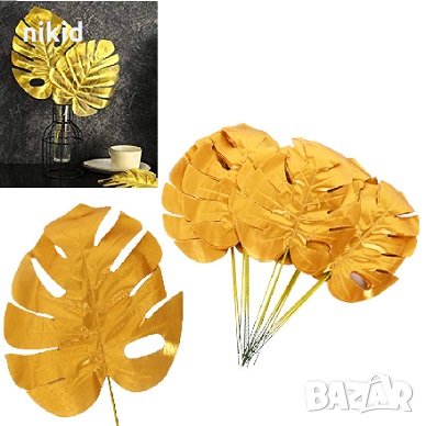 златни Листа Листо Филодендрон изкуствено Тропическо Хаваи Хавайско Джунгла украса изкуствени листа , снимка 2 - Други - 34812240