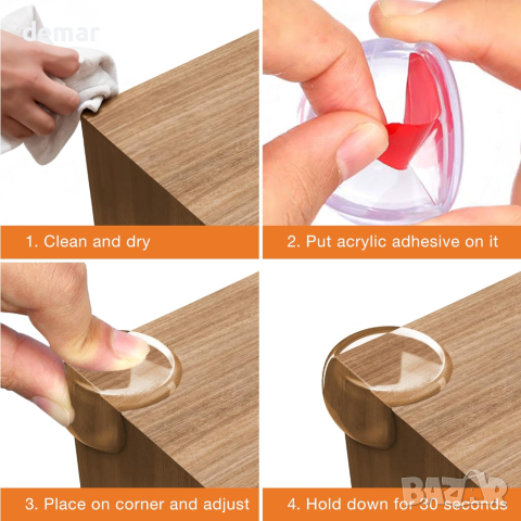 Hynec Technologies Комплект от 16 протектори за ъгли и ръбове за безопасност на бебета 3x3 cm, снимка 2 - Други - 44532555