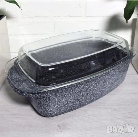 Ростер Goldman с мраморно покритие – правоъгълен съд с капак, 5.5 л и 6.6 л, за фурна 