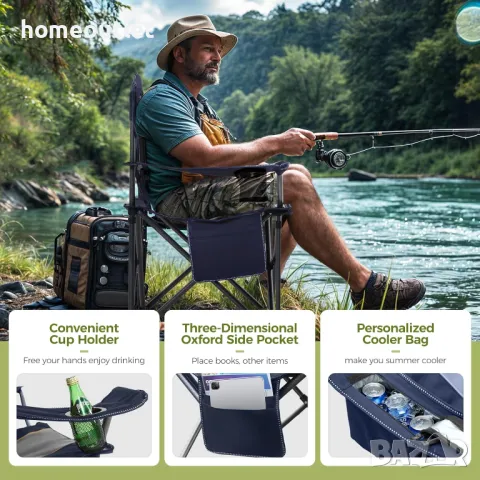 ПРОМОЦИЯ Сгъваем къмпинг стол ALPHA CAMP Е01CC401-BU, снимка 3 - Къмпинг мебели - 48880172