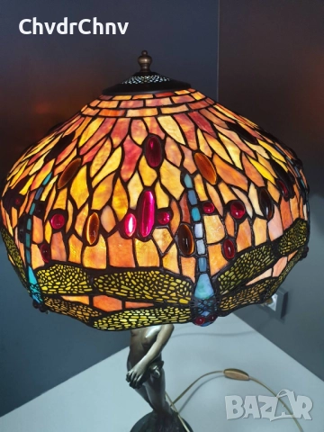 Frishmuth Tiffany лампа с бронзова фигура 80см10кг/еротика/стара ТИФАНИ лампа-статуетка на гола жена, снимка 4 - Лампиони - 52446779