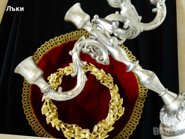 Калаен свещник петица 1 кг.,барок,печат. , снимка 3 - Антикварни и старинни предмети - 53660789