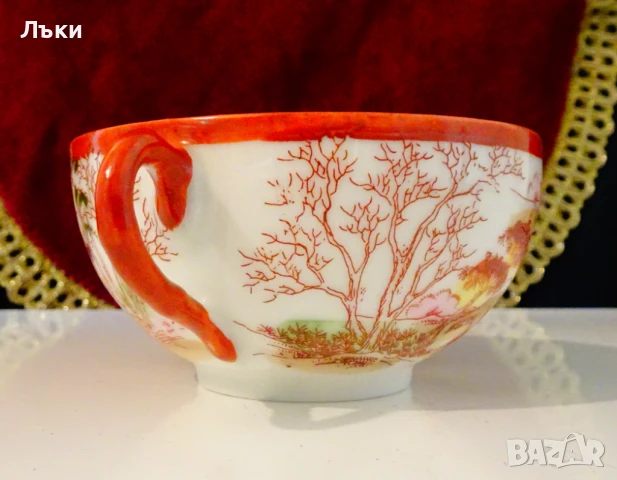 Чаша японски порцелан Kutani,яйчена черупка. , снимка 5 - Антикварни и старинни предмети - 51230385