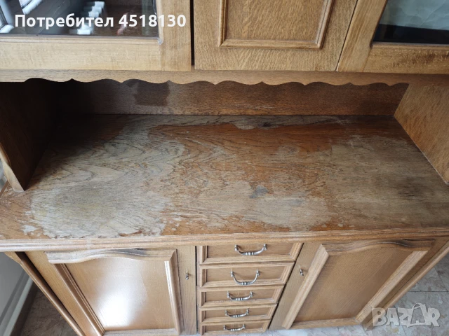 Голям масивен бароков скрин с витрина, снимка 2 - Скринове - 50839168