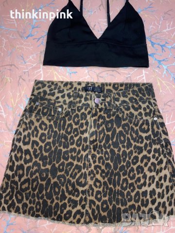 Дънкова тигрова пола Zara, снимка 1