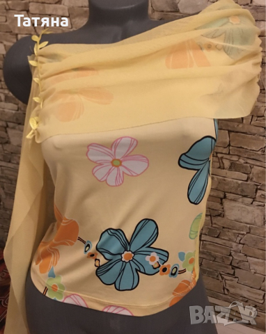 Ефирна блузка в актуално жълто , снимка 2 - Туники - 36358208