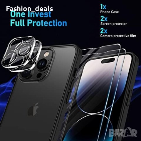 Нов Комплект Матов калъф кейс за iPhone 14 Pro Max+2 протектора за екран и 2 за обектива на камерата, снимка 4 - Калъфи, кейсове - 41993919