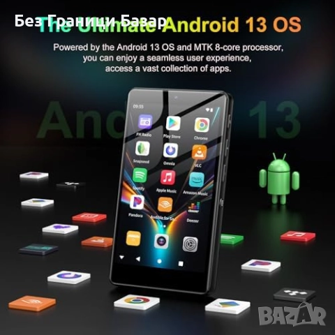 Нов Смарт MP3 плейър Android 13 96GB Spotify WiFi Bluetooth камера, снимка 5 - MP3 и MP4 плеъри - 52875101