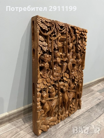 Антикварна картина / дърворезба от Тайланд, снимка 3 - Картини - 53333090
